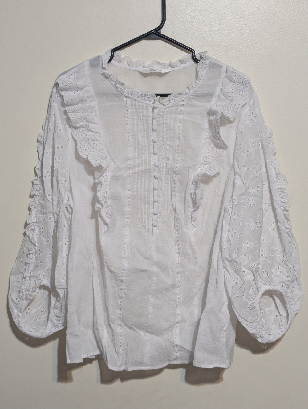 Addition Elle White Lace Ruffle Blouse - 4X